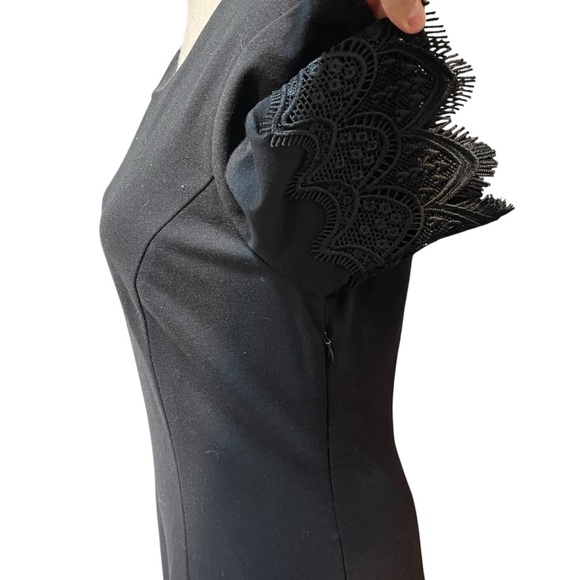 IMNYC Isaac Mizrah Black Ponte Lace Trim Professional Polished Career Dress M - Picture 9 of 13